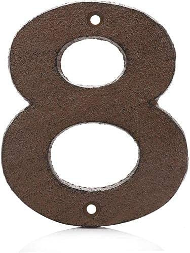 5 Inch Cast Iron Door Number - Rustic Brown - Eight