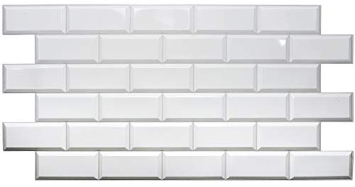 PVC Kunststoff Wandpaneele 3D Dekorative Fliesen Verkleidung - Weiße Fliesen (20, 9,4 m²)