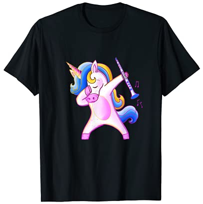 Lustige Dabbing Einhorn Klarinette Liebhaber Illustration T-Shirt