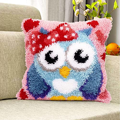 ROCKY&CHAO Myriad Choices Knüpfteppich Zum Selber Knüpf-Sets mit Kissen knüpfen 43x43cm Kissenbezug für Erwachsene und Kinder Latch Hook Kit Heimaccessoire, Wandkunst