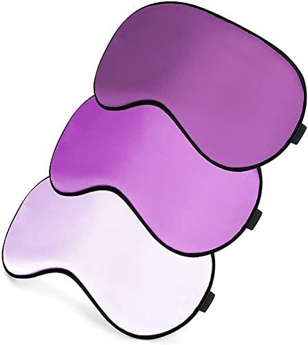 Schlafmaske, superweiche Augenmasken mit verstellbarem Riemen, leichte, bequeme Augenbinde, perfekte Lichtblockierung für Männer und Frauen (Helllila, Lila, Tieflila)