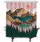 Ulticool Duschvorhang - Natur Sonne Berge Bohemian - 180 x 200 cm – Waschbar – Anti Schimmel - Wasserdicht - mit 12 Ringe - Grün Rosa Braun
