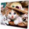 Tapis de souris carré personnalisé pour gaming, bureau - Motif chat et fleur - Base en caoutchouc antidérapante - Pour ordinateur de bureau et ordinateur portable