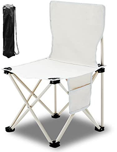 Campingstuhl Klappbar Klappstuhl Komfortabel Bis 250 Kg Belastbar, Outdoor Stuhl für Angeln Im Freien, Grillen, Strandpicknick mit Tragetasche,White,XL