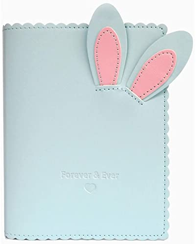 runrayay Fotoalbum Aus Pu-Leder Mit 64 Taschen, Blue Rabbit Kpop Photocard Binder Namenskartenhalter, 3-Zoll-Mini-Film-Fotoalbum, Kompatibel Mit Fujifilm Instax