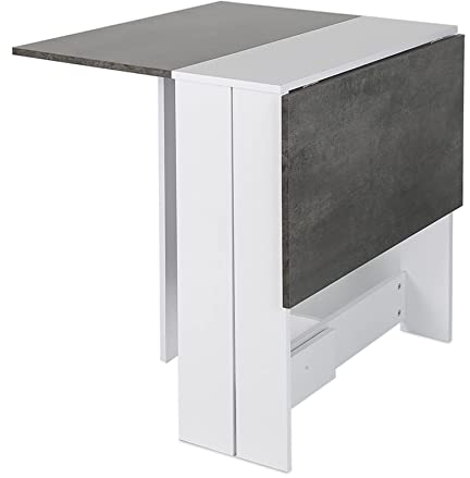RELOVE - Mesa auxiliar con alas plegables, mesa de cocina, acabado y roble, mesa plegable con 2 tapas, en paneles de partículas