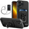 MHtech Crossbody Case for iPhone 14 Pro Max with Camera cover, Silicone Card Holder with Adjustable Necklace Strap Cord Lanyard Shockproof Protective Case, 360 Rotate Stand iPhone 14 Pro Max (Black)