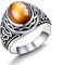 Dochais Tolles Geschenk für Männer,Schmuck Herren-Ring aus Edelstahl,Ring Schwarz Herren Edelstein Ring Runden Siegelringe (Silber, 64)