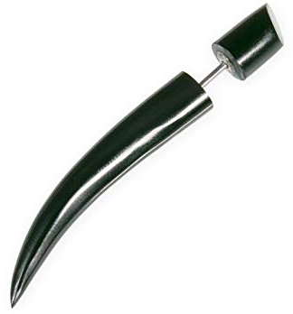 Fly Style 1 Paar Fake Taper Expander - Ohrring aus Horn, Knochen oder Holz, Materialart:Horn (schwarz) (Paar)