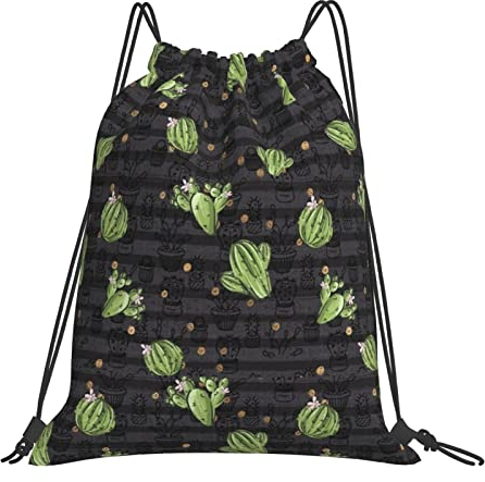 FJAUOQ Niedlicher Kaktus-Rucksack mit Kordelzug,Kaktus-Kordelzug,Pflanzen-Sackpack für Reisen,Strand,Fitnessstudio