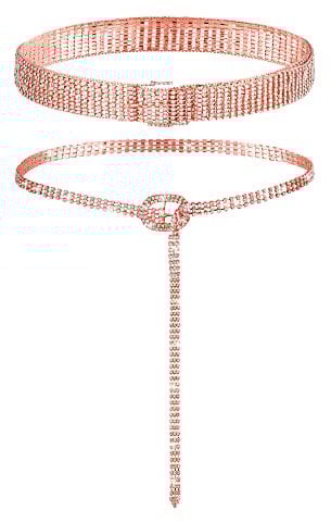 Geyoga Women's Rhinestone Belt for Dress-63, Rose Gold, X-Large, Fit Waist Size 43-48 Inch