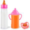 Magische Flasche, 2 Stück Magische Milchfläschchen mit Schnuller, New Born Baby Puppe Zubehör, Trinkflasche Puppenzubehör, Puppenflasche für Babypuppen, Spielpuppen, mit verschwindender Milch (D)