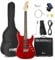 Max GigKit Pack de guitarra electrica Quilted para principiantes con amplificador de guitarra de 40W, afinador digital, correa, funda y juego de cuerdas de repuesto - Color rojo oscuro