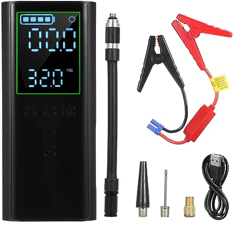 Irfora Reifenfüller, tragbarer Luftkompressor, kabellos, Mini-Elektro-USB-Handpumpe für Auto, Motorrad, Fahrrad, Ball-Schlauchboote, automatische Abschaltung mit digitalem Manometer, LED-Licht