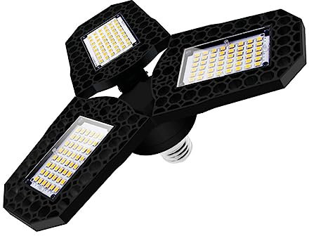 jojofuny 40w Lampada Led Deformabile Da Garage Luce Da Soffitto Per Officine e Magazzini Illuminazione Energetica e Alta Luminosità Con Design Tre Foglie