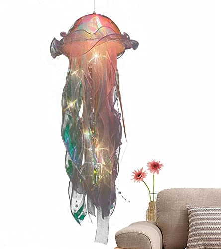 Quallen Lampe, LED Fantasy Quallen Lampe, Meerjungfrau Quallen Laternen Blau Lila Quallen unter dem Meer Meerjungfrau Hängend Thema Restaurant Dekoration Atmosphäre Lampe