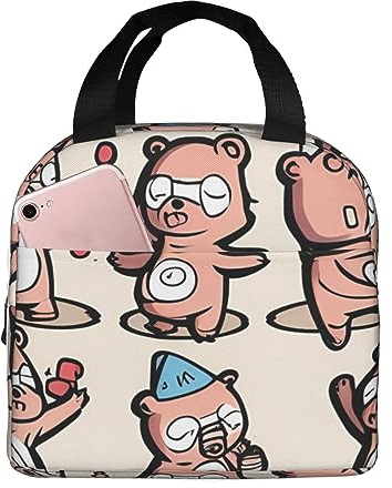 FJAUOQ Bear Party Enjoy Fun Isolierte Lunchtasche, Thermo-Lunch-Tasche, gefrierbar, wasserdicht, Bento-Lunchbox, für Damen und Herren, Lunch-Tasche für Picknick, Büro, Strand