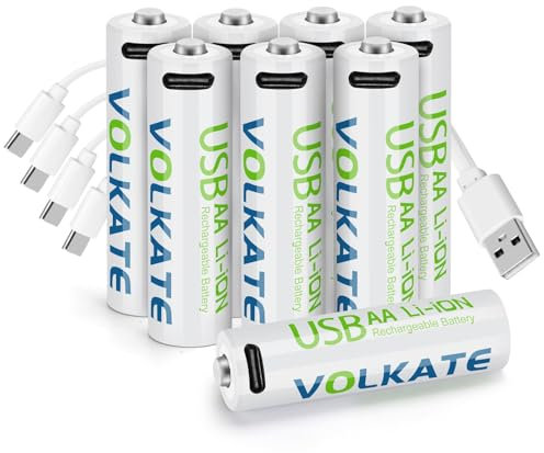 4000mWh Lithium Batteries AA Rechargeable, 8 Pack 1.5V High Capacity USB Double A Size Li-ion Battery with Charging Cable, for Blink Doorbell Camera, Toy, Game, Remote Controller, Flashlight