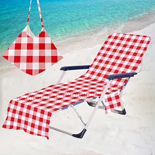 MYIESAXL Sonnenliege-Strandtuch mit Taschen, Geometrie-Plaid-Druck, 3D-Sommer-Strandstuhl-Abdeckung, Chaiselongue-Handtuch-Abdeckung, Sonnenliegen-Handtücher für Garten, Außenpool, Urlaub