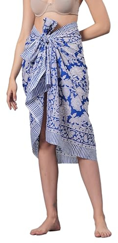 100% Baumwolle Sarong Strand Cover Up für Frauen Lange Pareo Wrap Badeanzug Cover Up Weich Atmungsaktiv Badeanzug Cover Up Rock Bikini Cover Up Swim Cover Up Kleid Strand Wrap Schal 180 x 111 cm
