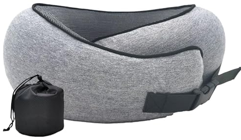 Reise-Nackenkissen, Nackenstützkissen aus Baumwolle, verstellbares Nackenkissen aus Memory-Schaum, praktisches ergonomisches Reisekissen, Nackenstützkissen, Schnapp-Nackenkissen für Campingausflüge Bü