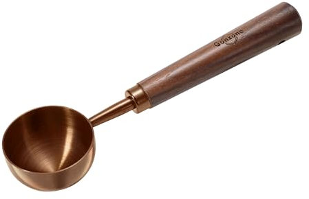 Gonzone Vintage Coffee Measuring Spoon - 304 Stainless Steel, Coffee Scoop，10g Capacity, Walnut Handle - Perfect for Coffee, Tea, and More (Rose Gold)