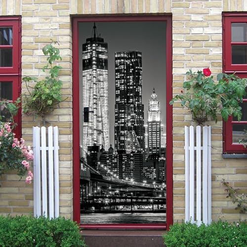 Türtapete Selbstklebend 77x200 New York Türaufkleber 3D Türposter New York Fototapete Türfolie Türklebefolie Wasserdichte für Türwand Dekoration Tapete a3179