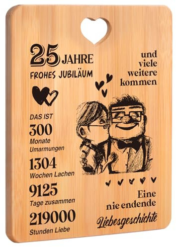 Silberhochzeit Geschenk, 25 Hochzeitstag Geschenk für Sie, Ihn, Freunde - Schneidebrett Geschenke zur Silberhochzeit, Silberhochzeit Geschenkideen, Silberhochzeit Deko, Geschenk Zum 25 Hochzeitstag