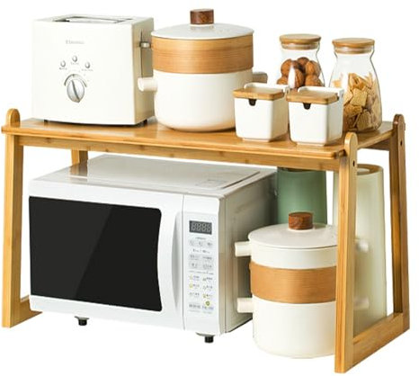 TBGJSYY Soporte microondas Organizador Cocina Estante microondas Soporte De Microondas De Madera para Encimera De 2 Niveles,Rejilla para Horno De Microondas para Encimera,Estante para Tostadora De C