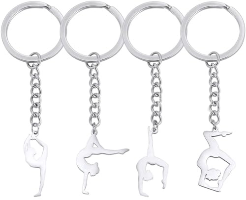 Lpitoy 4 Stück Gymnastik-schlüsselanhänger, Gymnastik-mädchen-schlüsselanhänger, Taschenanhänger, Gymnastik-Trainer-Geschenk, Gymnastik-Geschenke, Turner-Klassen-Geschenk