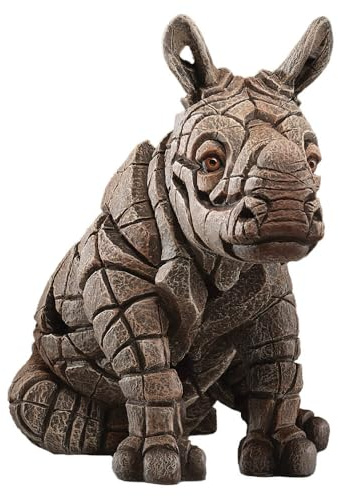 Enesco Beige Stone Resin Contemporary Rhinoceros Calf Sculpture