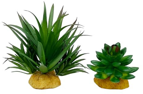 Piante artificiali per rettili, terrario, deserto, foreste pluviali, lucertola, drago, camaleonte, geco, serpente, anfibio, habitat, nascondiglio, accessori per acquari delle tartarughe (set da 2