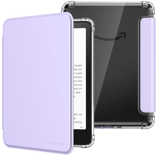 MoKo Custodia Compatibile con Kindle Paperwhite da 7 Pollici 12a Generazione 2024, Cover Leggera con per eBook Reader in TPU Morbido Auto Sveglia/Sonno, Taro Viola