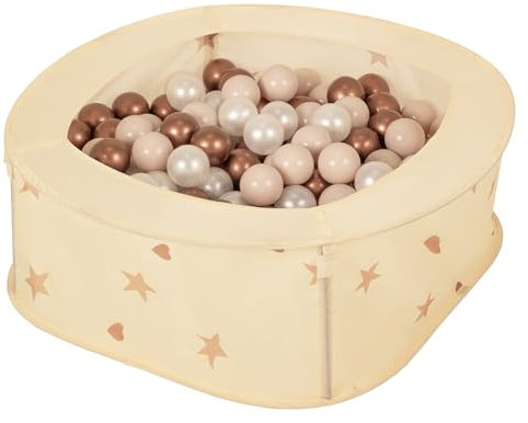 Selonis Piscine Pliable À Boules pour Bébés Pop-Up Maison Tente De Jeu pour Enfants 81X81X28cm/200 Balles 7cm L'intérieur Et L'extérieur, Beige Clair: Beige Pastel/Cuivre/Perle