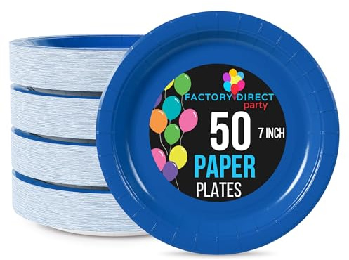 Exquisite Party Solids Dark Blue Paper Plates - 7 Inch, 50 Pack, 350 GSM