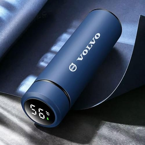 WXGBH Coche Taza de Viaje Aislada para Volvo S40,Acero Inoxidable con Emblemas Badge Travel Mug Vaso Termo Cafe Pantalla LED Táctil Inteligente con Temperatura Regalo de Coche,B