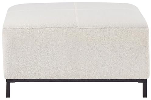 Beliani Elegantes Ecksofa mit Hocker linksseitig Bouclé Stoff weiß Oslo