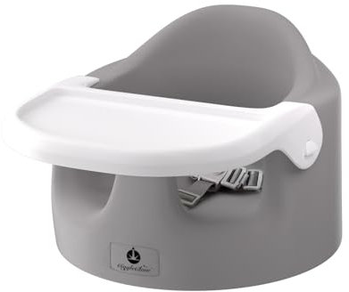 GiggleGlow Baby Floor Seat with Tray Feeding Seat Portable for Sit Up Activity and Food for Toddlers (Grey)