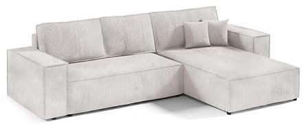 KEF-MEBLE Ecksofa Porto – L-Form – 294x85x185 cm – Mit Schlaffunktion – Liegefläche 140x244 cm – Universell Rechts- und Linksseitig - Poso 100