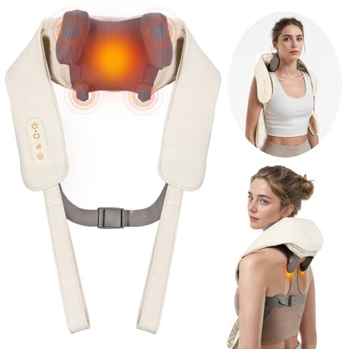 Neck Massager for Neck Pain, arboleaf Shoulder Massager for Pain Relief with Heat Deep Tissue 6D, Cordless Shiatsu Kneading Massagers for Back, Lightweight Snap-on Massagers for Home Use, Gift for Men