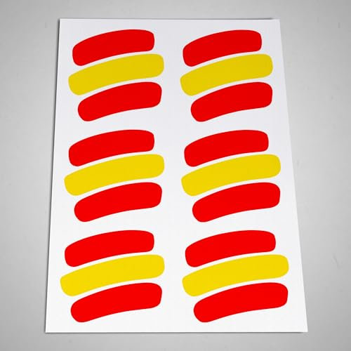 Pegatinas Bandera de España, Set de 6 Unidades, Vinilo Adhesivo Decorativo Rojo y Amarillo, Diseño para Coche, Moto, Ventanas, Portátil, Superficies Lisas