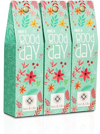 Leo & Lilo Handcreme Geschenkset Bio Aloe Vera 3x50 ml Have a good day | Vegane Handlotion, kleine Aufmerksamkeit für einen schönen Tag - einzeln verpackt mit Schreibfeld, sofort geschenkbereit