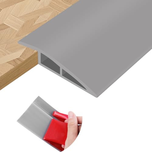 Floor Transition Strips PVC Self-adhesive Door Threshold Strips for Doorways Carpet Edging Laminate Floor Threshold Transition Profile (Grey, 10mm×1m)