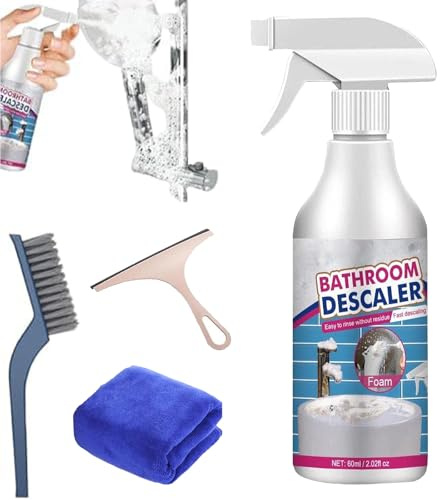 Spray de espuma descalcificadora de baño, 60 ml/59.7 ml, limpiador de inodoro, limpiador de cal, limpiador de espuma de baño para inodoro, vidrio, lavabo, bañera, grifo (1 unidad)