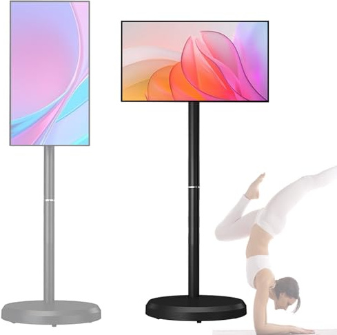 Quixnova 21.5 Portable Smart TV on Wheels | 360° Rotating Touch Screen | 6G RAM+128G Storage | 4-6H Play Time | Built-in 6000mAh Battery | Android OS | Full Rotation Touch Screen TV