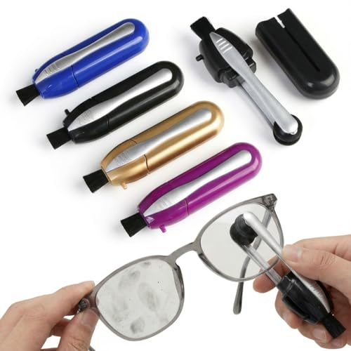 4PC Glasses Cleaner Set, Portable Eyeglass Cleaner Kit with Microfiber Tech—Lens Cleaner & Mini Eyeglass Cleaning Tool, Easy to Carry for Travel, Commutes, Office & Daily Use
