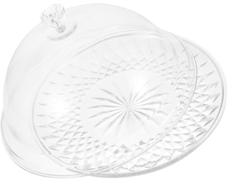 PAMINGONO Piatto Dessert Rotondo con Coperchio in Plastica Trasparente | Vassoio da Dessert, Uso Tavolo e Cerimonie, Finitura Chiara Decorativa, Facile Pulizia e Manutenzione