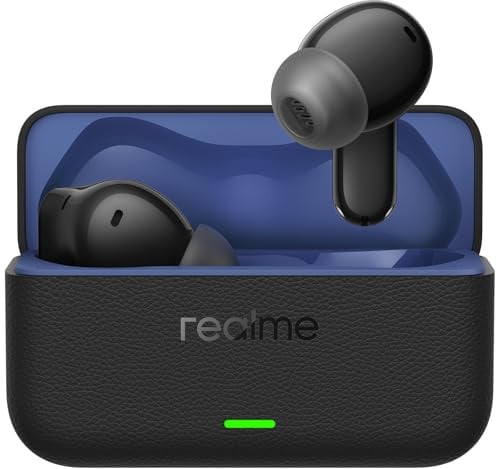 realme Buds T500 Pro Auricolari Bluetooth Wireless, Cancellazione del rumore (ANC), Driver da 12,4 mm, Batteria da 56 ore, Traduzione AI, Type-C, Controlli tattili, IP55, Design Candy Box, Nero