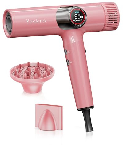 Secador de pelo iónico con difusor, motor profesional sin escobillas, secado rápido, pantalla LED, control de temperatura NTC, diseño ligero y silencioso, ideal para cabello liso y grueso