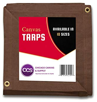 CCS wasserdichte Segeltuch-Plane, strapazierfähiges Entengewebe, gewachste Segeltuchplane mit rostfreien Messingösen für Camping, BAU, Ausrüstung und Außenbereich (Braun, 3 x 3,6 m)